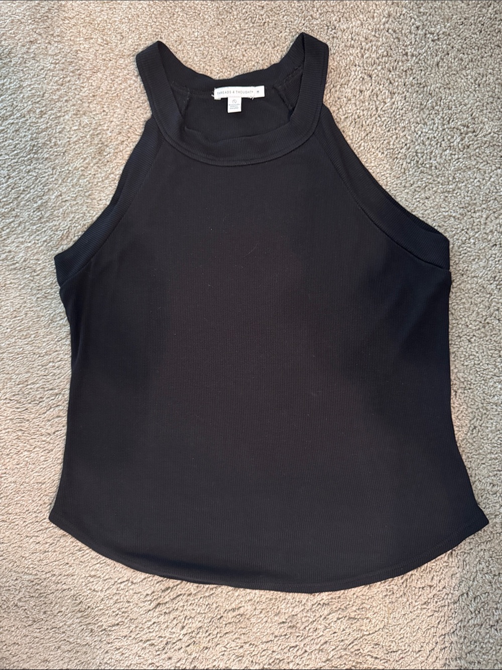 Threads 4 Thought |Black Ribbed High-Neck Tank
